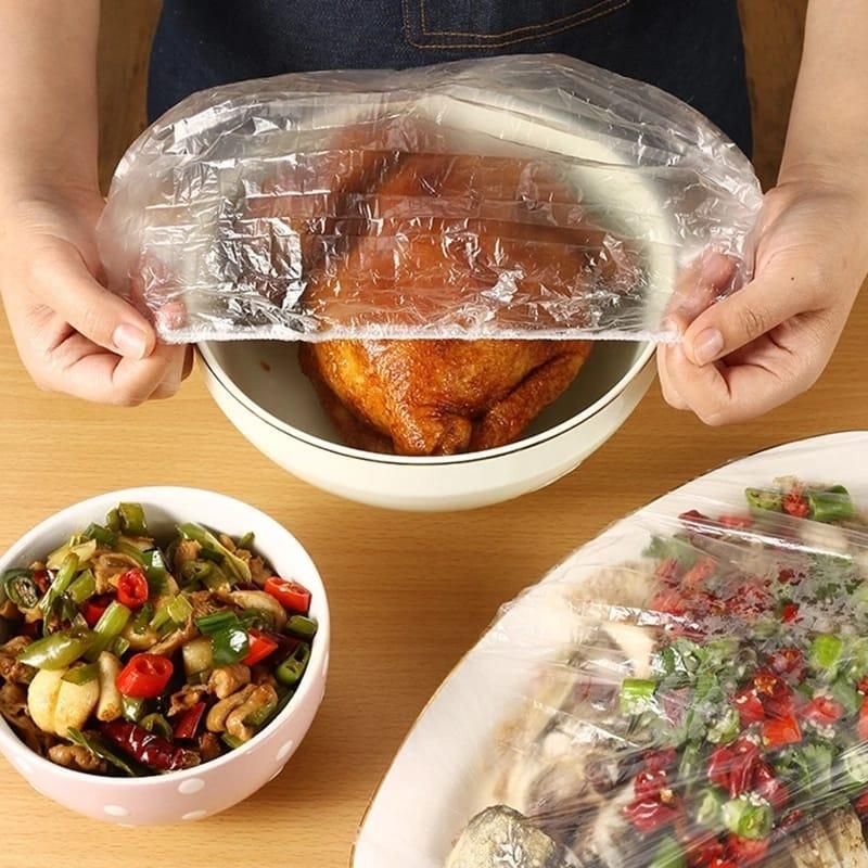 Food Covering Bag-Elastic Stretch Adjustable Bowl Lids Universa Plastic Bags Food Cover( 100 Pcs)